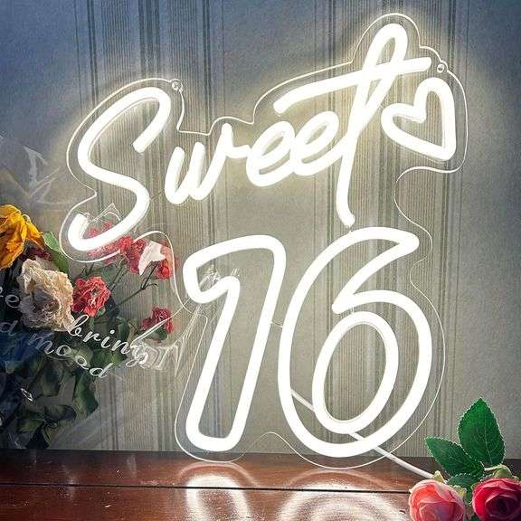 Sweet 16 Neon Sign for Wall Decor - Personalized Sixteen Birthday LED ...