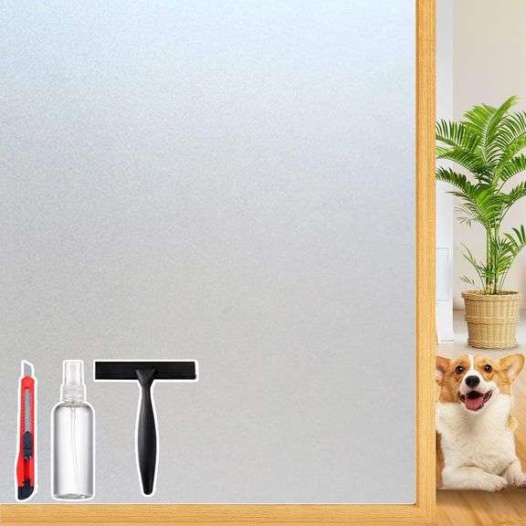 Frosted Glass Window Privacy Film Decorative with Tools, 2 Way Frosting Privacy Window Film for Glass Windows, Static Cling Window Tint for Home Anti-