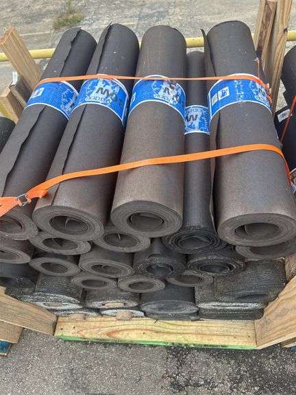 Large Pallet of Rolled Felt And Rolled Cap Sheet Roofing