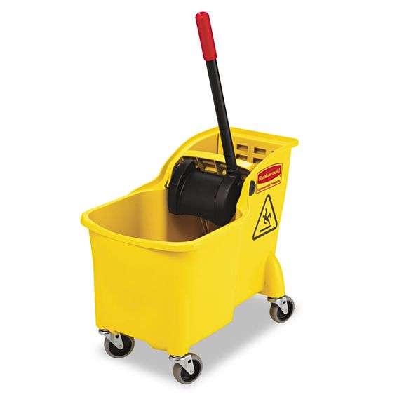 Rubbermaid Commercial Products 31 QT Tandem Mop Bucket And Wringer Combo On Wheels, Yellow, For - View #2