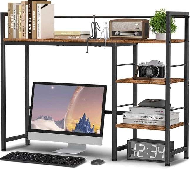 HavenlyYouth Desk Shelf, 38.5 Inch Desk Hutch for Computer Monitor, Computer Desktop Bookshelf Storage Rack Adjustable Desk Hutch Top Only, 3 Tier Des