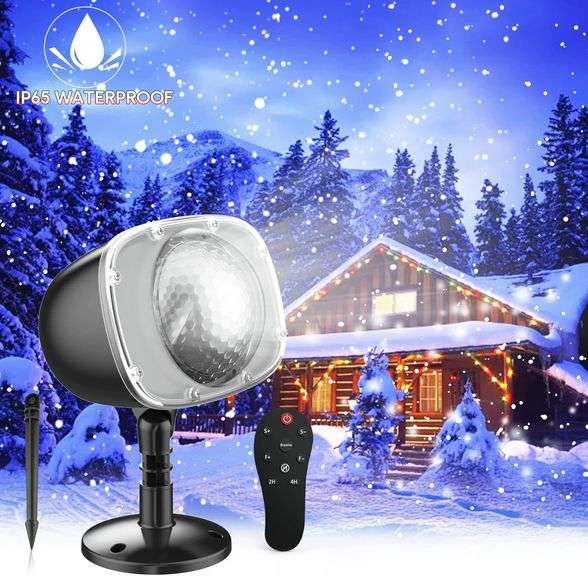 Christmas Snowfall Projector Lights, Indoor Outdoor LED Landscape Lights with Remote Control Dynamic Snow Effect Spotlight for Halloween Holiday Party