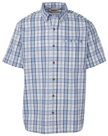 RedHead Seersucker Button-Up Plaid Short-Sleeve Shirt for Men - Dusty Blue Plaid - XL