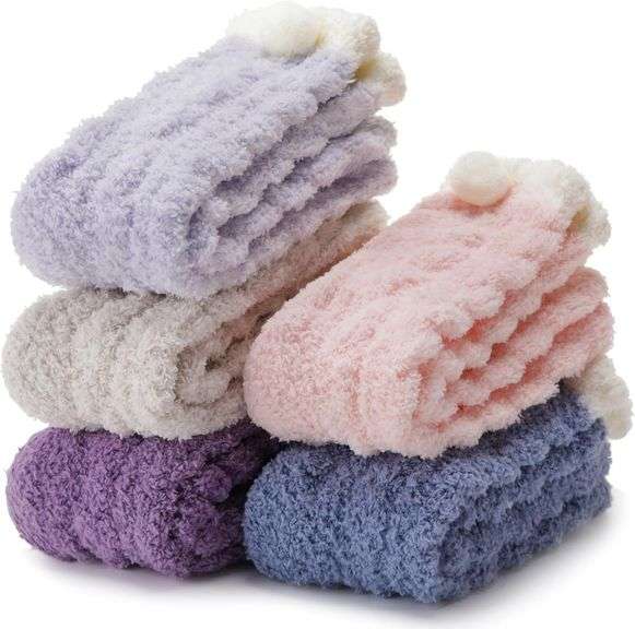 Fuzzy Socks for Women Fluffy Slipper Cozy Winter Warm Soft Cabin Fleece ...