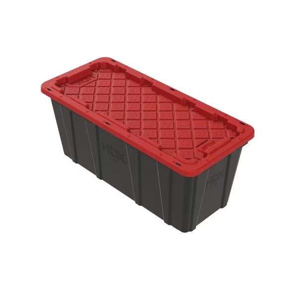 57 Gal. Tough Storage Tote in Black with Red Lid