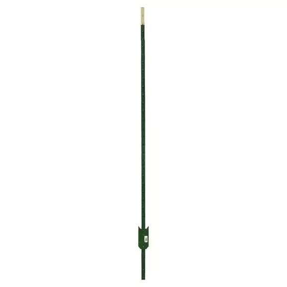 1-3/4 in. x 3-1/2 in. x 7 ft. Green Steel Fence T-Post with Anchor Plate
