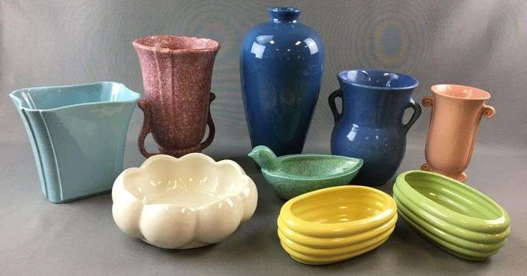 Group of 9 Pottery Vases and more - Matthew Bullock Auctioneers