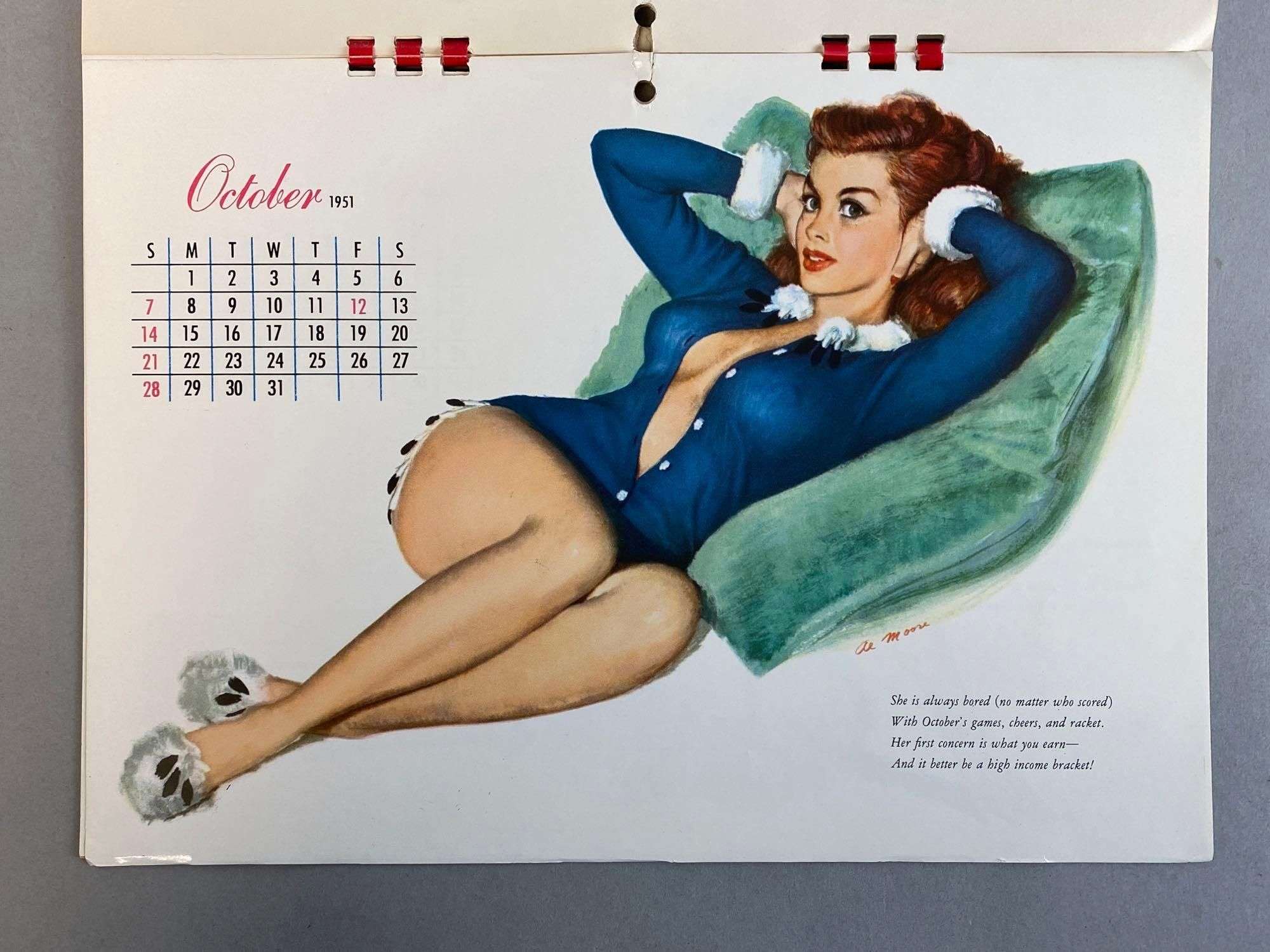 1951 Esquire Al Moore Pin-Up Art Calendar - Matthew Bullock Auctioneers