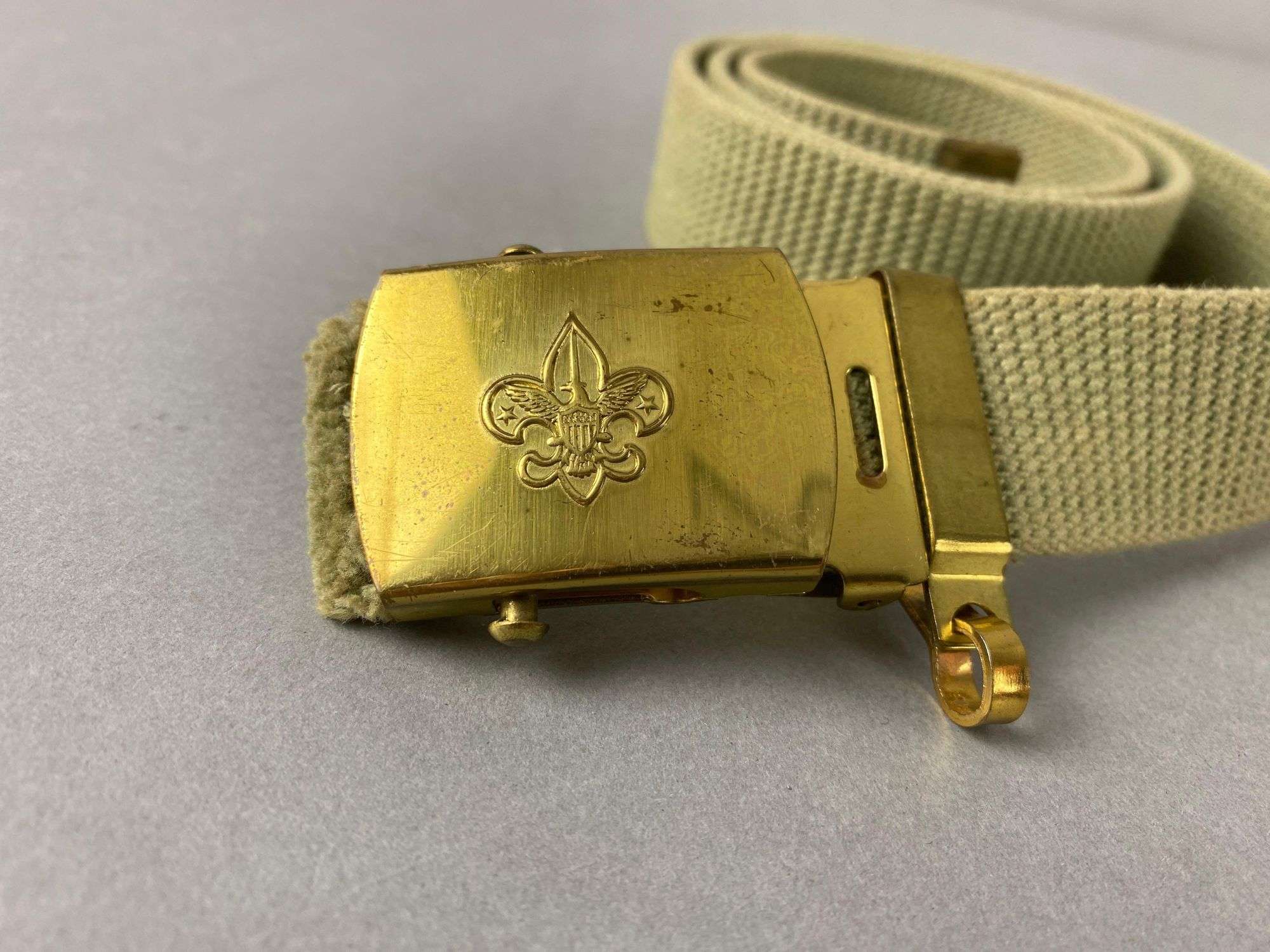 Solid Brass Boy Scout Belt Buckle w/ Belt 36 Inch - Matthew  display picture 1