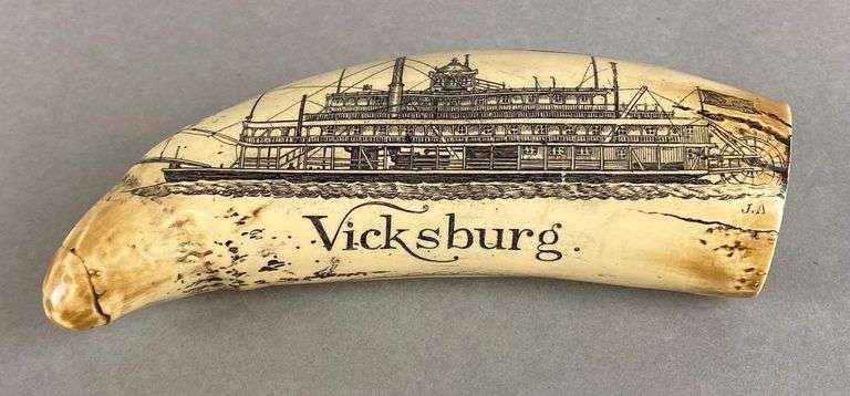 Reproduction Scrimshaw Civil War Confederate Vicksburg Mississippi Reproduction Scrimshaw Civil War Confederate Vicksburg Mississippi