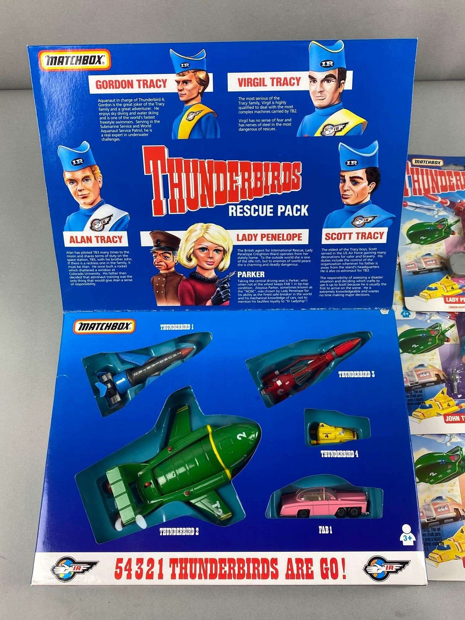 Group of 13 Matchbox Thunderbirds Action Figures and Die-Cast