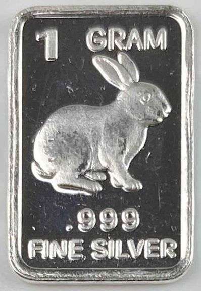 1 gram .999 fine silver bar-Rabbit - Matthew Bullock Auctioneers