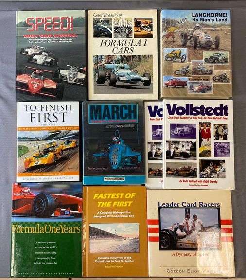 Group of 10 Auto Racing Hardcover Vol Mostly Formula 1 Indy 500 ...