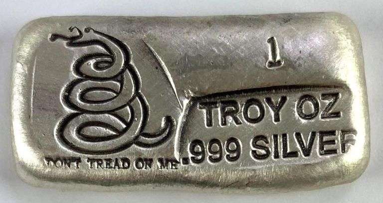 Dont Tread On Me Horizontal 1 oz. .999 Fine Silver Ingot / Bar