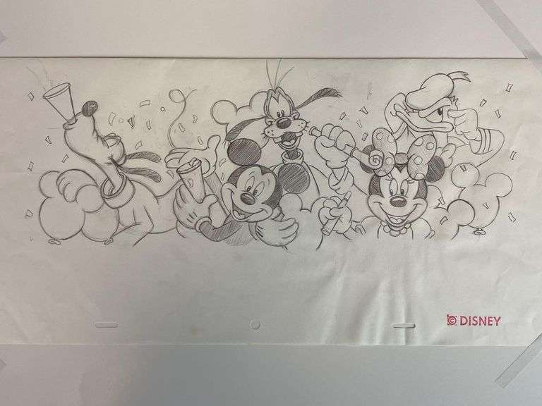 Darren Hunt Disney The Fab 5 Pencil Drawing on Paper