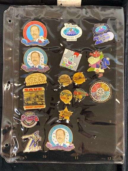Group of 30+ Disney Enamel Pins and Pin Collector Case
