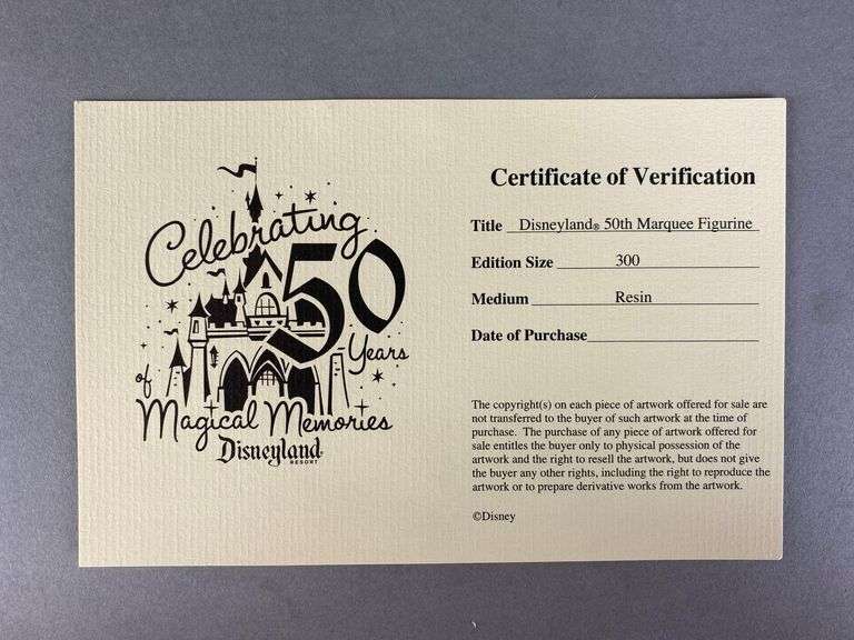 Disneyland 50th Anniversary Marquee Light Up Resin Figurine