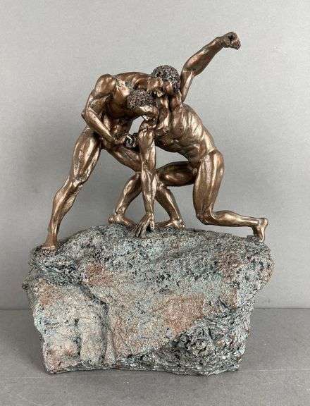 Nude Male Wrestlers Resin Statue - Matthew Bullock Auctioneers