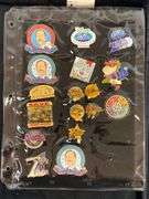 Group of 30+ Disney Enamel Pins and Pin Collector Case
