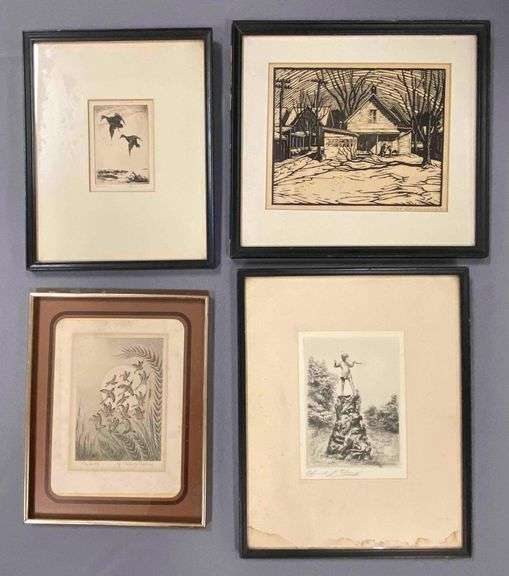 Group of 4 Engraving and Woodblock Prints - Matthew Bullock Auctioneers