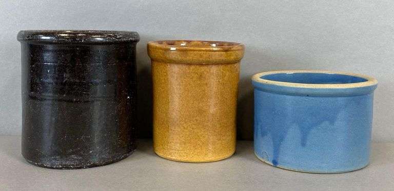 Group of 3 Antique Stoneware Crocks - Matthew Bullock Auctioneers
