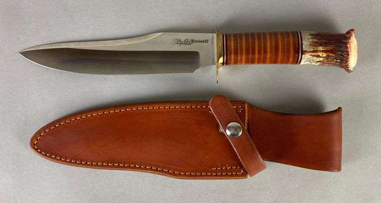 Limited Edition A.G. Russell Shopmade 1917 Camp Knife with Leather Sheath