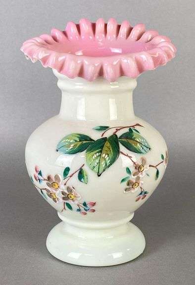 Bristol English Jack in the Pulpit Custard to Pink Cased Glass Vase