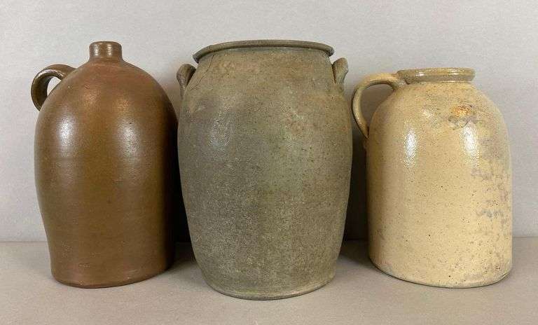 Group of 3 Stoneware Crocks and More - Matthew Bullock Auctioneers