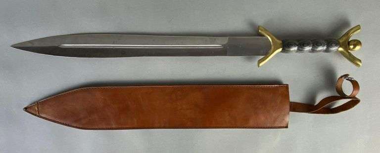 Celtic Style Short Sword with Leather Sheath