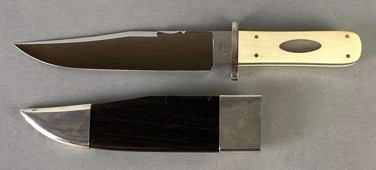 Buster  Bone Handled Bowie Knife with Wood and Metal Sheath