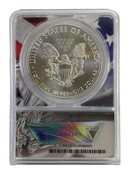 2021 ANACS Graded MS 70 American Silver Eagle 1 oz. Fine Silver Dollar