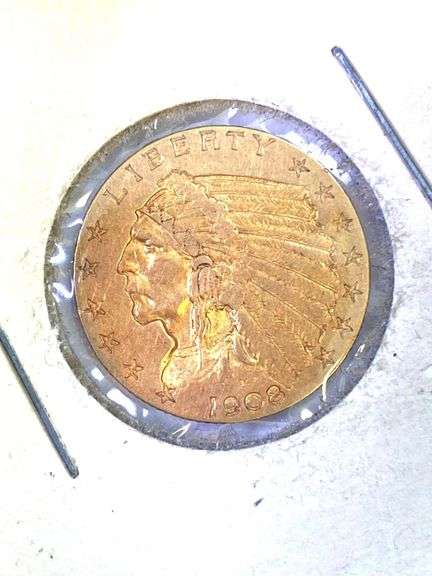 1908 $2.50 US Indian Head Gold Coin