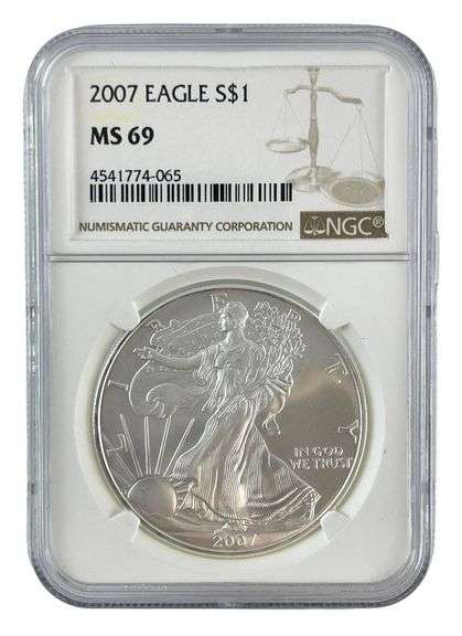 2007 US Mint American Eagle .999 Fine Silver NGC MS69