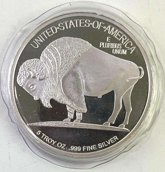 Native American Buffalo 5 oz .999 Fine Silver Round