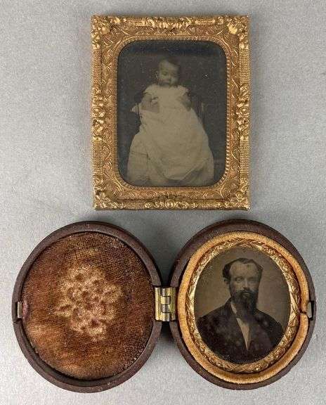 Group of 2 Antique Tin-Type Photos