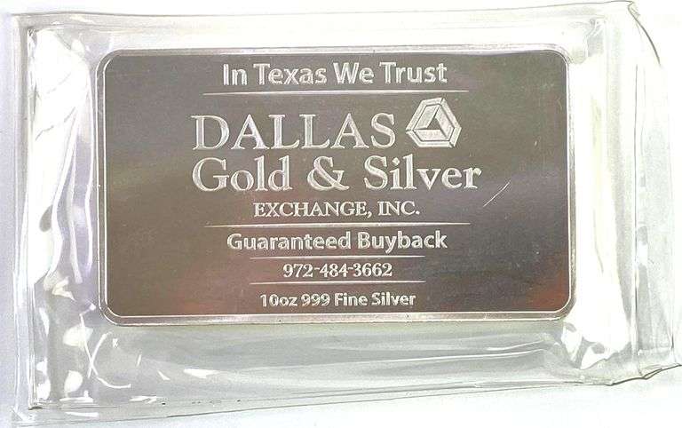 In Texas We Trust 10 oz .999 Fine Silver Ingot/Bar