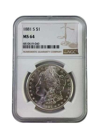 1881-S NGC Graded MS 64 US Morgan Silver Dollar