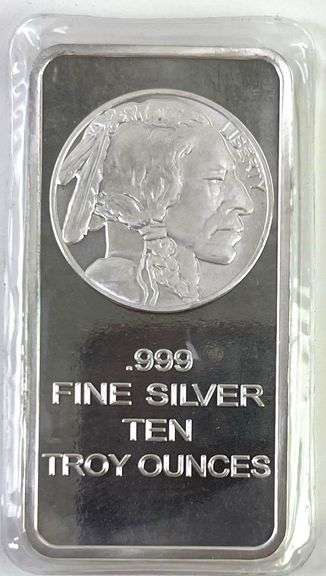 Native American Buffalo 10 oz .999 Fine Silver Bar
