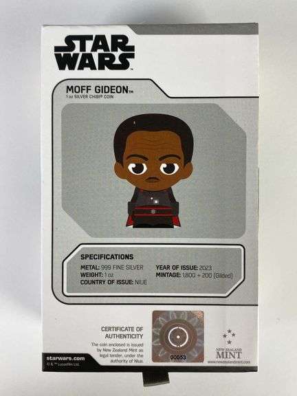 2023 $2 Star Wars Moff Gideon 1 oz .999 Fine Silver Chibi Coin