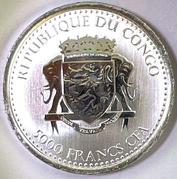 2016 Republic of Congo Prooflike Silverback Gorilla 1 oz .999 Fine Silver Ruund