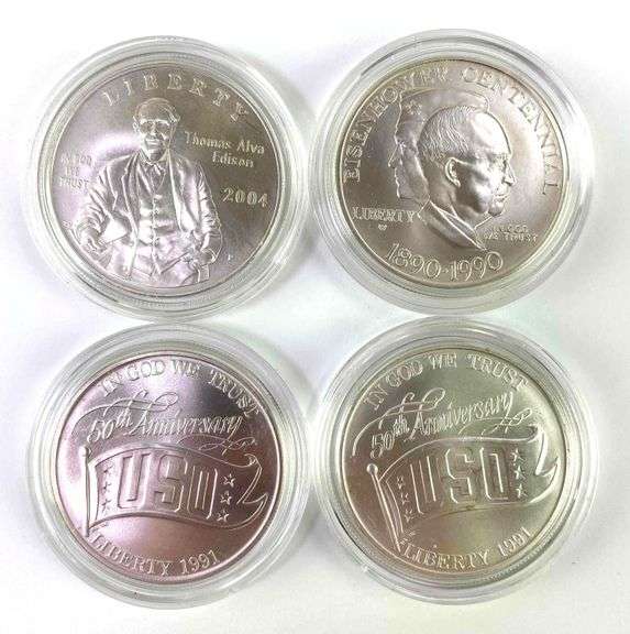 Group of 4 US Mint Silver Dollar Commemorative