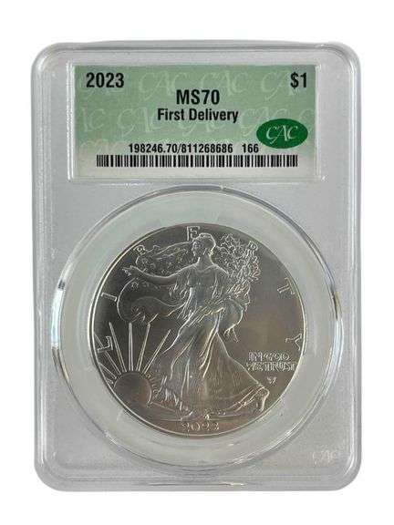 2023 First Delivery US Mint American Eagle .999 Fine Silver CAC MS70