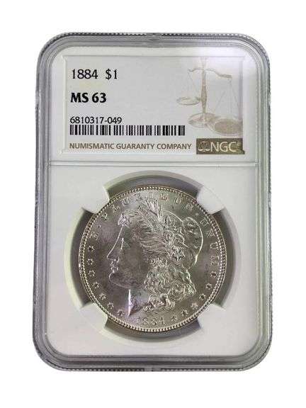 1884 NGC Graded MS 63 US Morgan Silver Dollar
