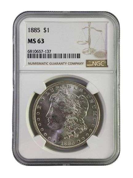 1885 NGC Graded MS 63 US Morgan Silver Dollar