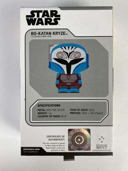2023 $2 Star Wars Bo-Katan Kryze 1 oz .999 Fine Silver Chibi Coin