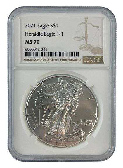 2021 Heraldic Eagle US Mint Silver American Eagle .999 Fine Silver T1 NCG MS70