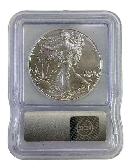 2021 ICG Graded MS 70 American Silver Eagle 1 oz. Fine Silver Dollar