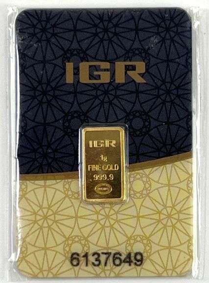 IGR 1 Gram .9999 Fine Gold Bar Carded Assay