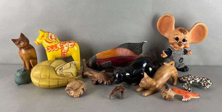 Group of Carved Wood Animal Figures and More - Matthew Bullock Auctioneers