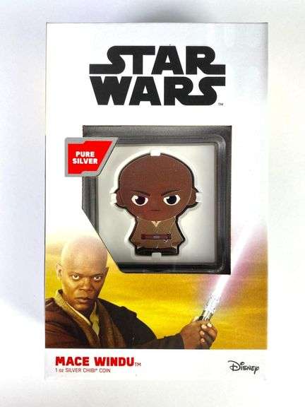 2023 $2 Star Wars Mace Windu 1 oz .999 Fine Silver Chibi Coin